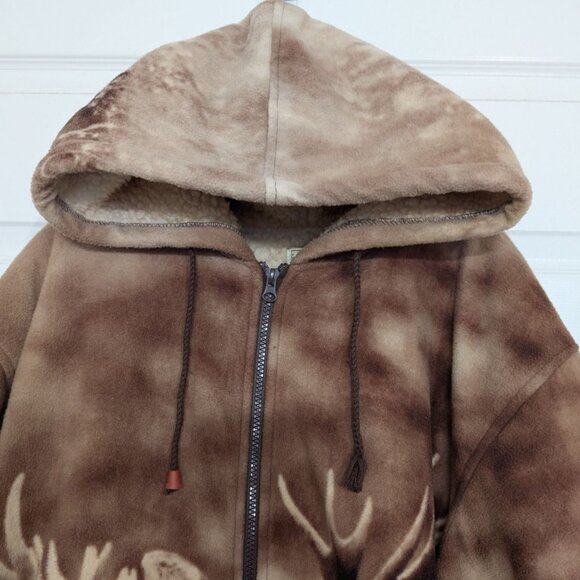 Black Canyon Outfitters Moose Jacket Womens Size Large Beige Sherpa Lined Hooded - Picture 2 of 15